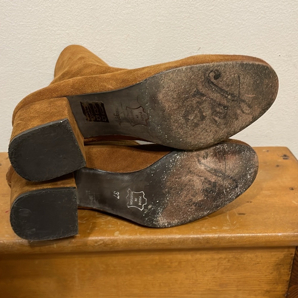 Free People Cecile Brown Suede Ankle Bootie | 37  Equivalent to  6.5-7 Women's. - Picture 5 of 7